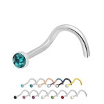 Nasenpiercing gebogen - Stahl - Kristall