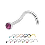 Nasenpiercing gebogen - Stahl - Kristall