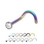 Nasenpiercing gebogen - Stahl - Kristall