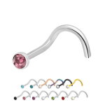 Nasenpiercing gebogen - Stahl - Kristall
