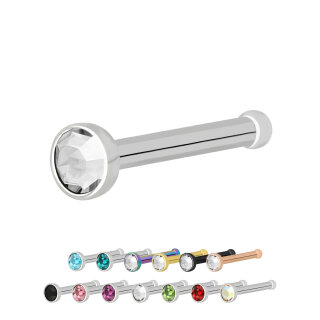 Nasenpiercing gerade - Stahl - Kristall