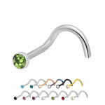 Nasenpiercing gebogen - Titan - Kristall