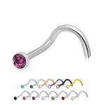Nasenpiercing gebogen - Titan - Kristall