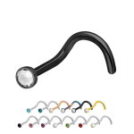 Nasenpiercing gebogen - Titan - Kristall