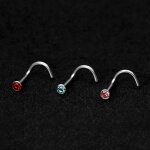 Nasenpiercing gebogen - Titan - Kristall