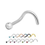 Nasenpiercing gebogen - Titan - Kristall