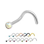 Nasenpiercing gebogen - Titan - Kristall