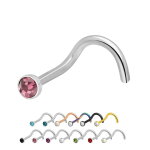 Nasenpiercing gebogen - Titan - Kristall