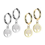 Edelstahl Creolen Ohrringe - Anhänger - Lebensbaum