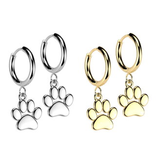 Edelstahl Creolen Ohrringe - Anhänger - Tatze