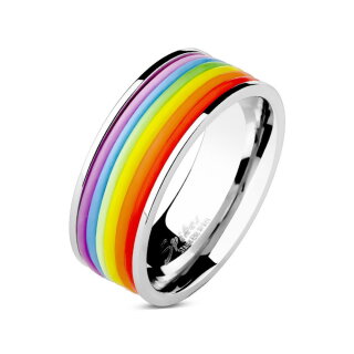 Ring - Edelstahl - Silber - Regenbogen