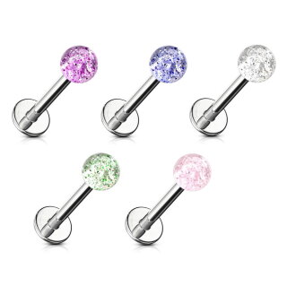 Piercing Labret - Stahl - Glitzer
