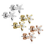 Edelstahl Ohrstecker - Blume - Kristalle