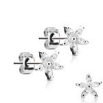 Edelstahl Ohrstecker - Blume - Kristalle