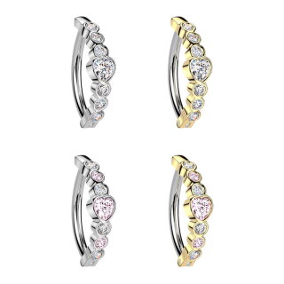 Piercing Banane - Spange - Kristalle - Herz
