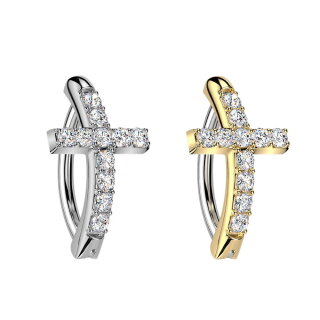 Piercing Banane - Spange - Kreuz - Kristalle