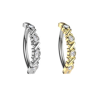 Piercing Banane - Spange - Kristalle - X
