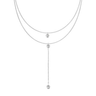 Kette - 2 Reihen - Silber - Kristalle