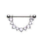 Brustpiercing - Stahl - Kette - Kristalle