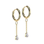 Edelstahl Creolen Ohrringe - Gold - Kette - Kristall
