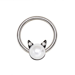Piercing Klemmring - Stahl - Silber - Katze