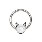 Piercing Klemmring - Stahl - Silber - Katze