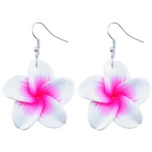 Ohrringe - Hänger - Blume - Weiß-Pink