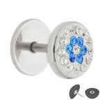 Fake Plug - Silber - Kristall - Blume - Blau