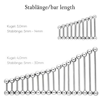 Treuheld Hufeisen Piercing – 1,0 Mm, Silber, Chirurgenstahl, Mit Kugeln, 8 Größen