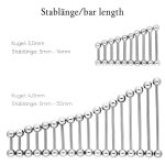 Piercing Stab - Stahl - Silber - 1.2mm