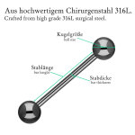 Piercing Stab - Stahl - Schwarz - 1.0mm