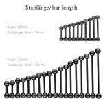 Piercing Stab - Stahl - Schwarz - 1.2mm