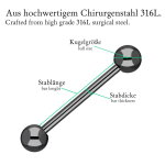 Piercing Stab - Stahl - Schwarz - 1.2mm