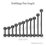 Piercing Stab - Stahl - Schwarz - 1.6mm