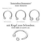 Piercing Hufeisen - Stahl - Silber - 1.2mm