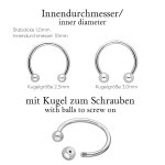 Piercing Hufeisen - Stahl - Silber - 1.0mm
