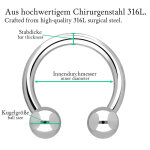 Piercing Hufeisen - Stahl - Silber - 1.6mm