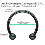 Piercing Hufeisen - Stahl - Schwarz - 1.0mm