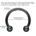 Piercing Hufeisen - Stahl - Schwarz - 1.2mm