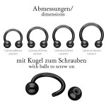 1,6mm Hufeisen Piercing | Circular Barbell Ring | Schwarz