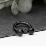 1,6mm Hufeisen Piercing | Circular Barbell Ring | Schwarz