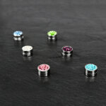 Magnet Fake Plug - Stahl - Silber - Kristalle
