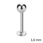Piercing Labret - Stahl - Silber - 1.6mm