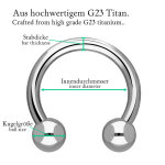 Piercing Hufeisen - Titan - Silber - 1.6mm