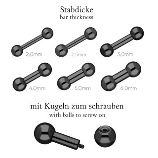 PIERCINGLINE Barbell chirurgisch staal, 2 bollen