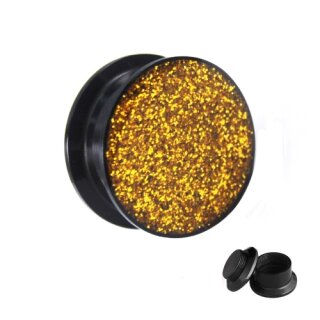 Ohr Plug - Glitter - Gold 6 mm
