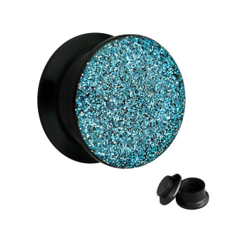 Ohr Plug - Glitter - Blau 4 mm