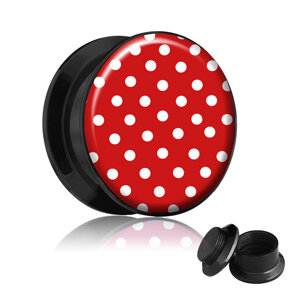 Picture Plug - Gewinde - Polka Dots - Rot 8 mm