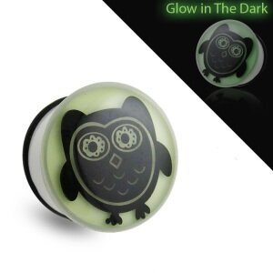 Picture Plug - Glow in the dark - Eule 8 mm
